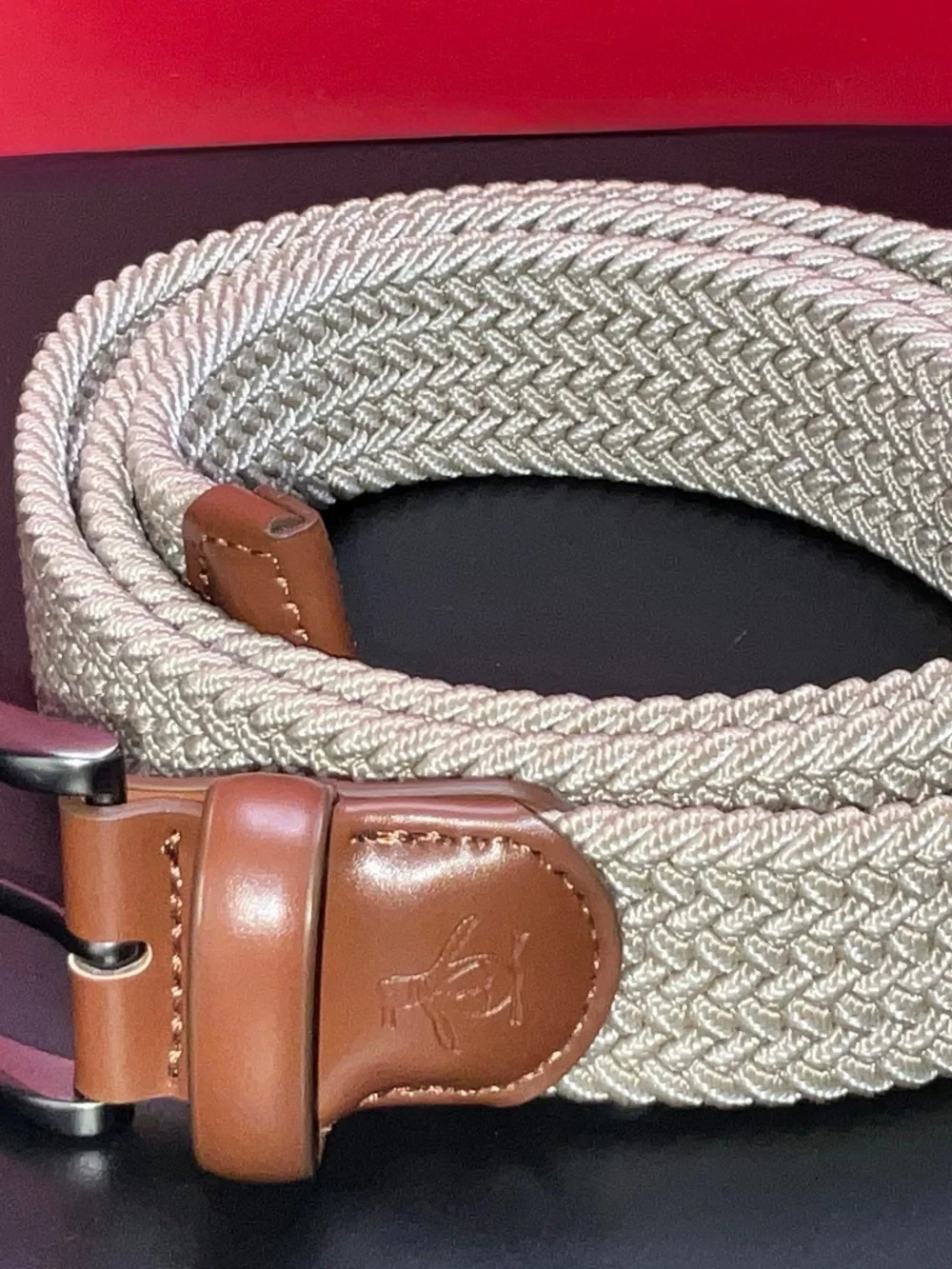 Original Penguin Braided Stretch Belt in Khaki.Men’s Large 38-40. NWT